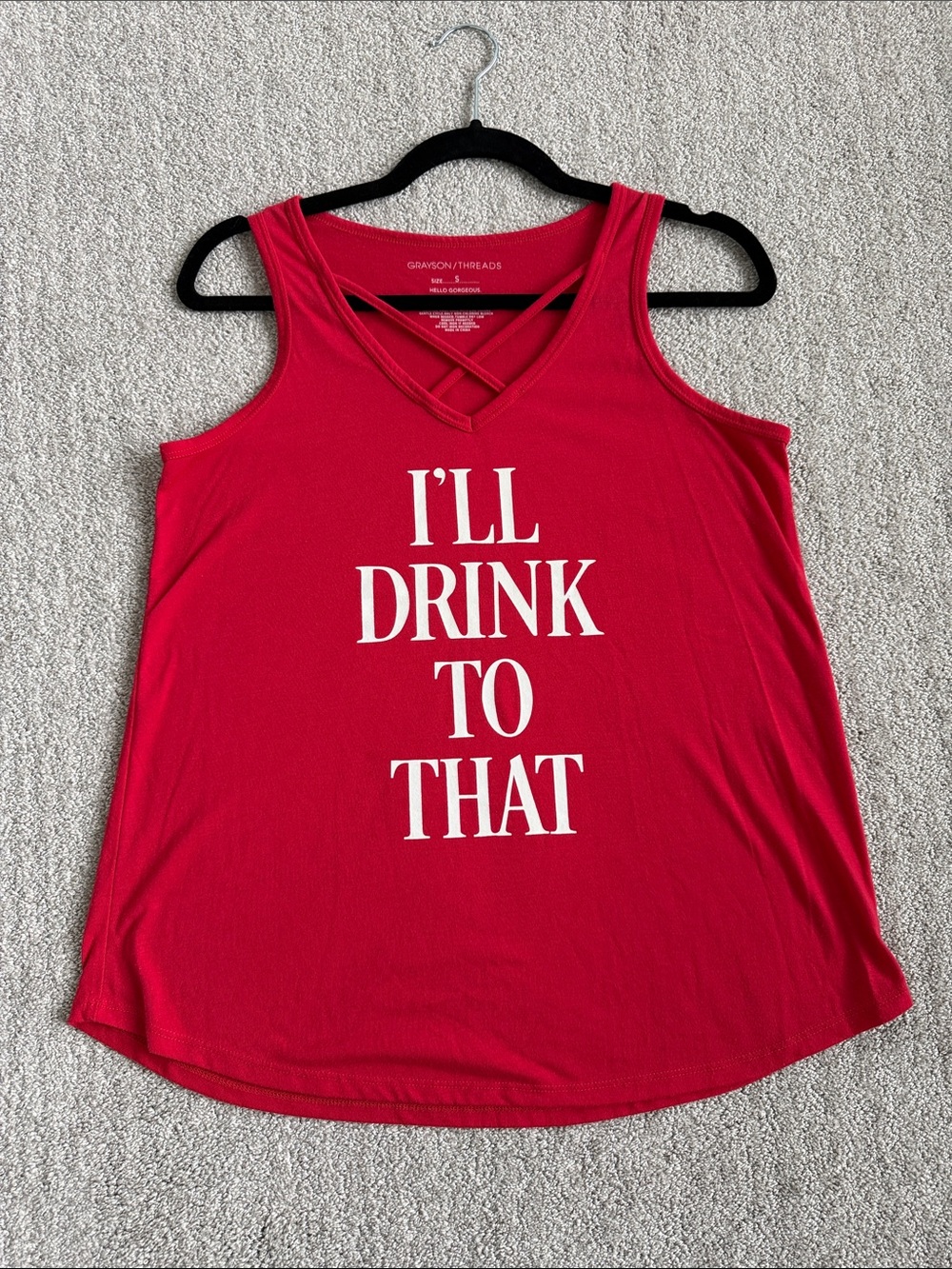 Grayson Threads Women's Red Graphic Crisscross Tank